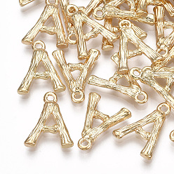 Letter A Латунные подвески, буквы, реальный 18 k позолоченный, letter.a, 15.5x12.5x2 мм, отверстие : 1.5 мм