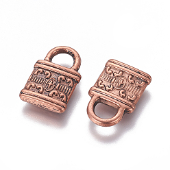 Red Copper CCB Plastic Pendant, Padlock, Red Copper, 16x10.5x2.5mm, Hole: 3.5x4.5mm