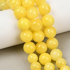 Yellow Natural Mashan Jade Graduated Beads Strands, Dyed, Smooth Round, Yellow, 6~12mm, Hole: 1~1.4mm, about 53pcs/strand, 17.32''(44cm)