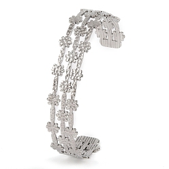 Нержавеющая Сталь Цвет Не тускнеет 304 браслеты-манжеты из нержавеющей стали с полым цветком для женщин, цвет нержавеющей стали, 5/8 дюйм (1.6 см), внутренний диаметр: 2-5/8 дюйм (6.8 см)