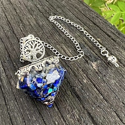 Ляпис-Лазурь Маятники для лозоходства с ромбовидными наконечниками из смолы, с металлическим древом жизни и кусочком натурального лазурита внутри, 290 мм