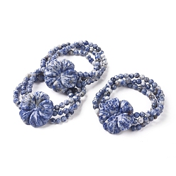 Содалитовое Натуральные натяжные многонитевые браслеты из содалита, цветок, 2-1/8 дюйм ~ 2-1/4 дюйм (5.5~5.8 см)