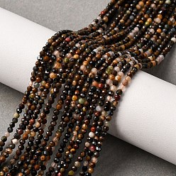 Тигровый глаз Естественно тигровый глаз шарик нити, граненые, круглые, 2 мм, отверстие : 0.5 мм, около 226 шт / нитка, 15.55 дюйм (39.5 см)