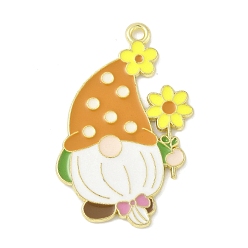 Gnome Эмалевые подвески из сплава на тему пчел, золотые, гном, 35x22x1 мм, отверстие : 1.8 мм