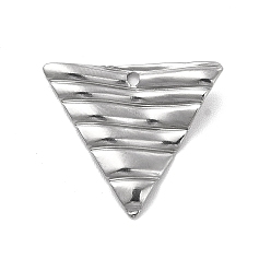 Stainless Steel Color Non-Tarnish 201 Stainless Steel Pendants, Triangle Charm, Stainless Steel Color, 17x19x1.5mm, Hole: 1.2mm