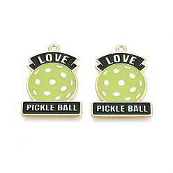 Золотой Подвески из эмали и сплава, чары пиклбола, золотые, 31.5~32x23x1 мм, отверстие : 1.8 мм