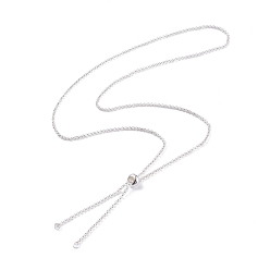 Серебро 304 нержавеющая сталь коробка цепи, для изготовления слайдера necalace, с 304 кольцами из нержавеющей стали, 202 шарики из нержавеющей стали и латунные шарики, серебряный цвет гальваническим, 25-1/4 дюйм (64 см), 0.2 см