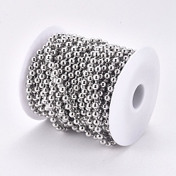 Stainless Steel Color 304 Stainless Steel Ball Chains, with Spool, Stainless Steel Color, 5mm, about 32.8 Feet(10m)/roll