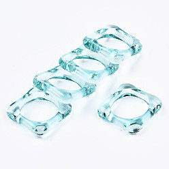 Бледно-бирюзовый Прозрачные акриловые кольца на палец, квадратный, бледные бирюзовая, размер США 7 1/2 (17.7 мм)