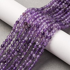 Аметист Природный аметист нитей бисера, граненые, круглые, 4~4.5 мм, отверстие : 0.7 мм, около 91~93 шт / нитка, 15.35~15.51 дюйм (39~39.4 см)