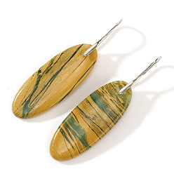 Сэнди Коричневый Богемные овальные цветочные серьги с императорским камнем, платина, песчаный коричневый, 58x17 мм