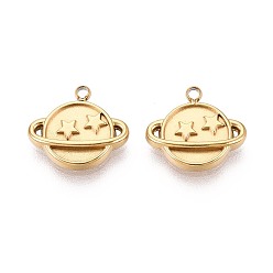 Настоящее золото 18K 304 подвески из нержавеющей стали, очарование планеты, ионное покрытие (ip), долговечный, реальный 18 k позолоченный, 10x11.5x2 мм, отверстие : 1.2 мм