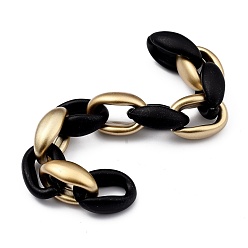 Gold Handmade Spray Painted CCB Plastic Cable Chains, for Handbag Chain Making, Oval, Gold & Black, Links: 22.5x16.5x8.5mm, 39.37 inch(1m)/Stand