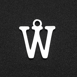 Letter W Не тускнеющие 201 подвески из нержавеющей стали, лазерная резка, буквы, цвет нержавеющей стали, буква.w, 12x10.5x1 мм, отверстие : 1.5 мм