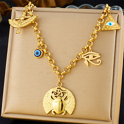 Insects 304 подвеска в виде жука-горуса из нержавеющей стали и стекла для женщин, золотые, насекомые, 15.98 дюйм (40.6 см)