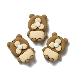 Sienna Opaque Resin Cabochons, Bear-shapes Mini Fan, Sienna, 25.5x19x8.5mm