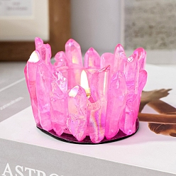 Ярко-Розовый Гальванизированный подсвечник из натурального кварцевого кристалла, ярко-розовый, 60~70x40~50 мм