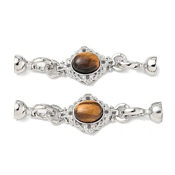 Платина Латунное микропейв, прозрачный кубический цирконий, складные застежки, без кадмия, без никеля и без свинца, с натуральным тигровый глаз, ромб, платина, 55 мм