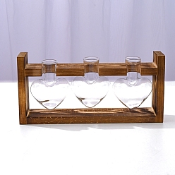 Сердце Стеклянный гидропонный контейнер настольное искусство украшение, с находкой по дереву, кокосовый brwon, сердце, 276x57x130 мм