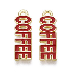 (123L) Белый крем непрозрачный блеск Подвески из сплава и эмали, словесные/кофейные подвески, золотые, огнеупорный кирпич, 22x7x1 мм, отверстие : 1.5 мм