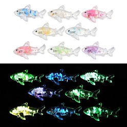 (52) Непрозрачная лаванда Прозрачные светящиеся акриловые подвески, светиться в сырости, акула, разноцветные, 22.5x40.5x8 мм, отверстие : 1.6 мм
