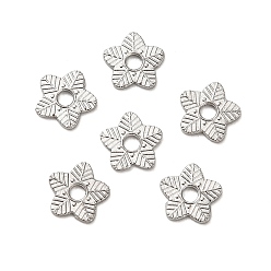 Нержавеющая Сталь Цвет 304 из нержавеющей стали разделительные бусины, цветок, цвет нержавеющей стали, 5.5x5.5x0.5 мм, отверстие : 1.4 мм