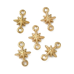 Настоящее золото 18K 304 звездообразные звенья из нержавеющей стали, подвески-соединители гексаграммы, ионное покрытие (ip), реальный 18 k позолоченный, 9.5x6.5x1.5 мм, отверстие : 0.8 мм