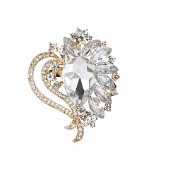 Кристалл Брошь из сплава со стразами для рюкзака, сердце, кристалл, 66x53 мм