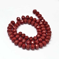 Dark Red Glass Beads Strands, Decorative Hand Briolette Faceted Rondelle for DIY Craft Bracelet Necklace Jewelry Making, Dark Red, 8x6mm, Hole: 1mm, about 70pcs/strand, 15.5 inch