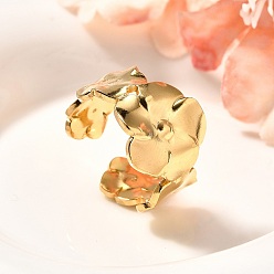 Золотой Цветок 201 открытая манжета из нержавеющей стали для женщин, золотые, 11~16 мм, регулируемый