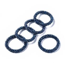 Морской Синий Граненые прозрачные стеклянные бусины эластичные браслеты, гальваническое покрытие, рондель, Marine Blue, внутренний диаметр: 2 дюйм (5 см)