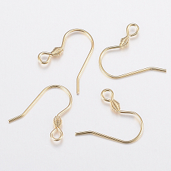 Golden 304 Stainless Steel Earring Hooks, with Horizontal Loop, Golden, 17x18.3x2.5mm, Hole: 2mm, 21 Gauge, Pin: 0.7mm