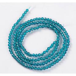 Steel Blue Glass Beads Strands, Faceted, Round, Steel Blue, 2x2mm, Hole: 0.4mm, about 193~197pcs/strand, 14.17 inch~15.51 inch(36~39.4cm)