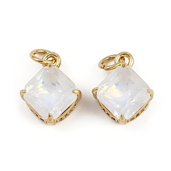 Настоящее золото 18K Кулон из циркония, ромб прелести, со стеклом и прыжковым кольцом, стойки покрытие, без свинца и без кадмия, долговечный, реальный 18 k позолоченный, 13.5x11x6.5 мм, отверстие : 3.4 мм