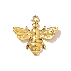 Настоящее золото 18K 304 подвески из нержавеющей стали, прелести пчел, ионное покрытие (ip), реальный 18 k позолоченный, 22x20 мм