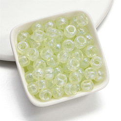 Зелено-Желтый Европейский бусы акриловые, бусины с большим отверстием, баррель, зеленый желтый, 9x6 мм, отверстие : 4 мм, 50 шт / пакет