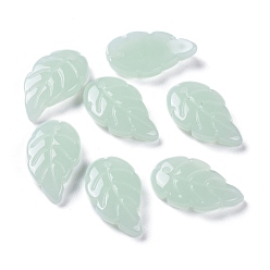 Нектар Кулоны из стекла имитация нефрита краска для выпечки, лист, нектар, 18x10x2.9 мм, отверстие : 1.2 мм