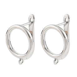 Platinum SHEGRACE Brass Hoop Earring Findings, with Loop, Cadmium Free & Lead Free & Nickel Free, Platinum, 21x15x11mm, Hole: 1.4mm, Pin: 1mm