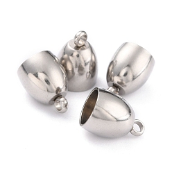 Stainless Steel Color Tarnish Resistant 202 Stainless Steel Cord Ends, Stainless Steel Color, 12.5x9mm, Hole: 2mm, Inner Diameter: 7mm