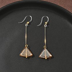 Оранжевый Гальванопокрытие 304 серьги-подвески из нержавеющей стали и смолы, золотые, оранжевые, 60x16 мм