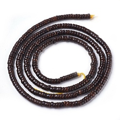 Coconut Brown Coconut Beads Strands, Flat Round, Coconut Brown, 4x2mm, Hole: 1mm, about 330~331pcs/strand, 26 inch(66cm)