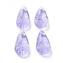 Lilac Transparent Handmade Bumpy Lampwork Beads, Teardrop, Lilac, 23x11.5x6mm, Hole: 1.5mm