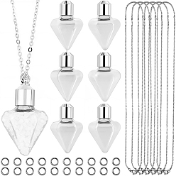 Алмаз Наборы для изготовления ожерелий своими руками, включая подвески для стеклянных бутылок, 304 Открытые соединительные кольца и цепочки из нержавеющей стали, алмаз, 37x21~21.5 мм, отверстие : 1.8 мм