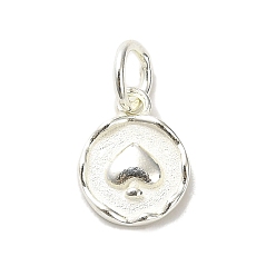 Peach Encantos de plata de ley, con anillo de salto, con sello s925, melocotón, 11x8.5x1.5 mm, agujero: 3.5 mm