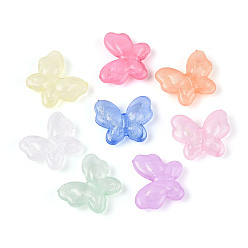 (52) Непрозрачная лаванда Светящиеся прозрачные акриловые бусины, бабочка, с блеском порошок, светится в темноте, разноцветные, 18x21x7 мм, отверстие : 2 мм, Около 375 шт / 500 г