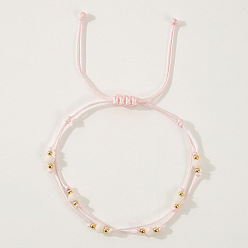 Pink Граненые стеклянные бусины рондель плетеные браслеты из бусин, регулируемые нейлоновые многорядные браслеты для женщин, розовые, внутренний диаметр: 11 дюйм (28 см)