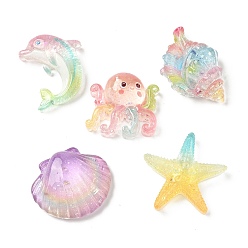 (52) Непрозрачная лаванда Кабошоны из прозрачной смолы морских организмов, разнообразные, разноцветные, 22.5~32x22~30x7.5~10.5 мм