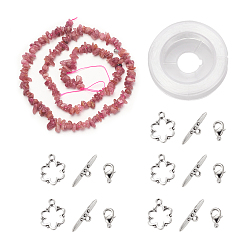 Tourmaline DIY Bracelets Necklaces Jewelry Sets, Natural Tourmaline Chips Beads Strands, Toggle Clasps, Lobster Claw Clasps and Elastic Wire, 12.6x10.6x2.1cm