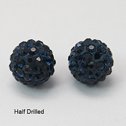 Монтана Бусины со стразами, полимерная глина , pave disco бусины, класс А, круглые, половине просверлил, Монтана, 8 мм, отверстие : 1 мм