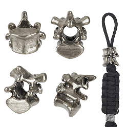 Plata Antigua 4Cuentas europeas de latón, abalorios de grande agujero, hueso vertebral, plata antigua, 19x17x11 mm, agujero: 5.5 mm